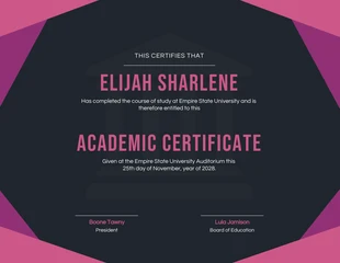 Free  Template: Black Purple Geometric University Academic Certificate Template