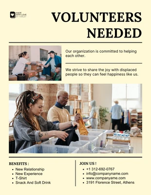 Free  Template: Minimalist Volunteer Needed Flyer Template