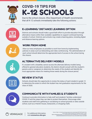 Free  Template: K-12 Schools Tips List Infographic Template