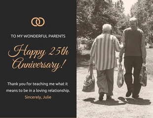 Free  Template: Vintage Elderly Couple Anniversary Card