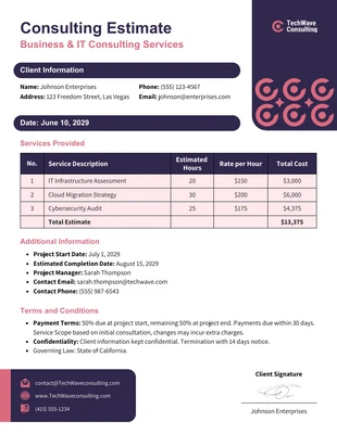 premium  Template: Consulting Estimate Template