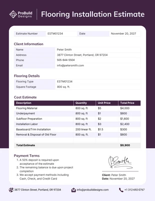 premium  Template: Flooring Installation Estimate Template