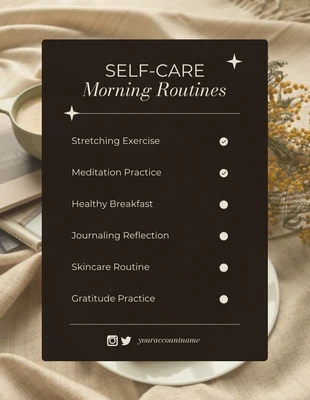 Free  Template: Neutral Self Care Morning Routines Schedule Template