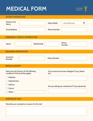 business interactive Template: Simple Orange and Blue Medical Form