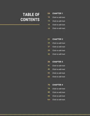 Free  Template: Black Gold Book Table of Contents Template