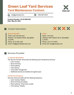 premium  Template: Yard Maintenance Contract Template