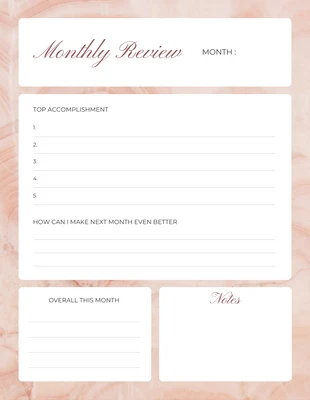 Free  Template: Minimalist Monthly Review Planner Template