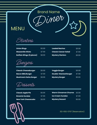 Free  Template: Neon Classic Diner Menus