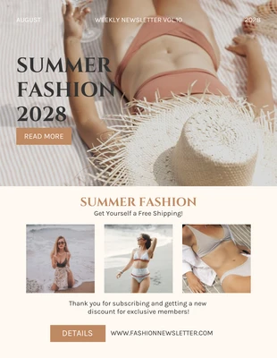 Free  Template: Beige Minimalist Aesthetic Summer Fashion Newsletter Template