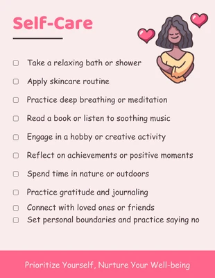 Free interactive Template: Illustration Daily Self-Care Checklist Template