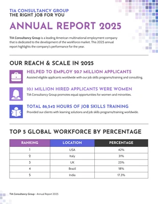 premium  Template: Job Consulting Agency Annual Report Template