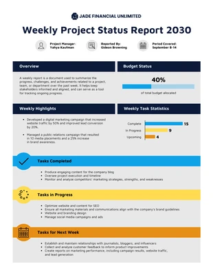 Free  Template: Weekly Project Status Report Template