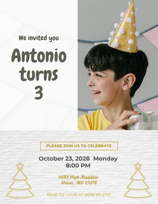 Free  Template: Light Grey Modern Texture Illustration Kids Party Invitation