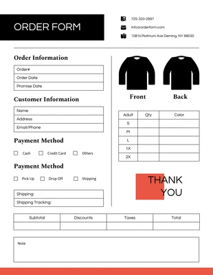 business  Template: Clothes Order Ecommerce Form Template