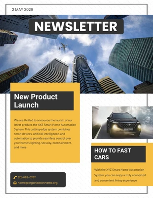 Free  Template: Yellow New Product Launch Newsletters Template