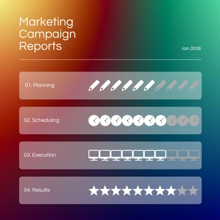 Free  Template: Gradient Marketing Campaign Reports Pictograms Chart Template