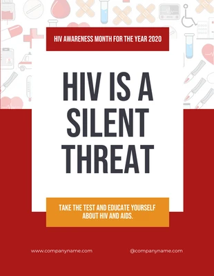 Free  Template: Red And White Minimalist Pattern HIV/AIDS Poster