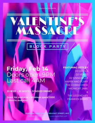 Free  Template: Valentine's Massacre Block Party Flyer Template