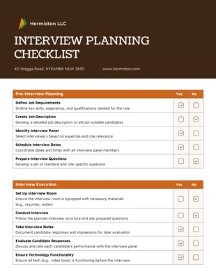 Free interactive Template: Interview Planning Checklist