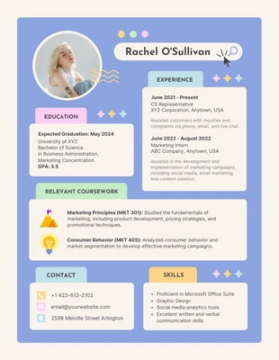 Free  Template: Purple Blue Pastel Marketing Resume Template