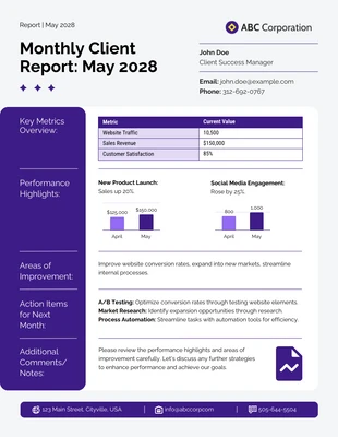 business  Template: Client Monthly Report Template