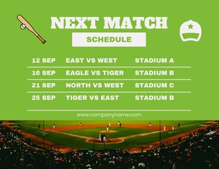 Free  Template: Light Green Modern Next Match Schedule Template