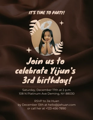 Free  Template: Brown Birthday Party Invitation Flyer Template