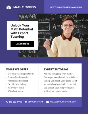 Free  Template: Math Tutor Flyer Template