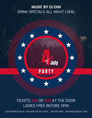 Free  Template: 4th of July Independence Day Music Party Flyer Template