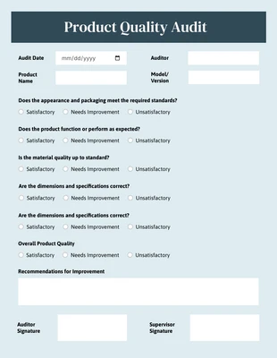 Free interactive Template: Simple Turquoise Audit Form