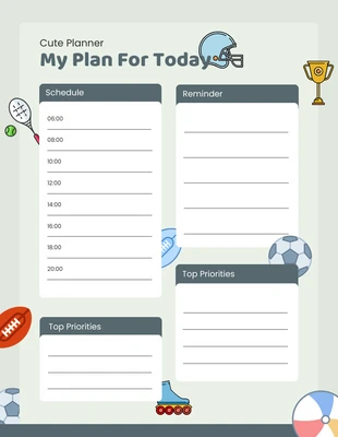 Free  Template: Green Cute Sports Planner Template