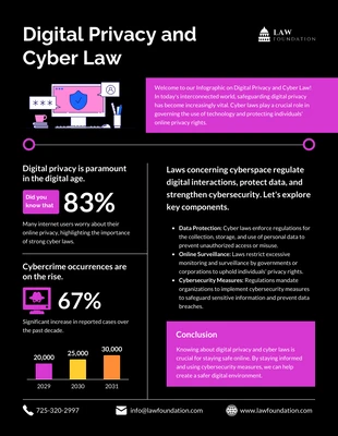 Free  Template: Digital Privacy and Cyber Law Infographic Template