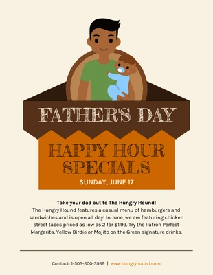 Free  Template: Linen Father's Day Happy Hour Flyer Template