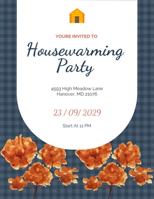 Free  Template: Dark Blue Simple Invitation Housewarming