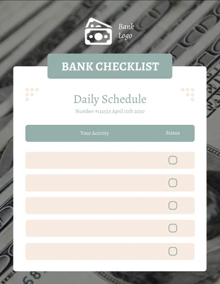 Free  Template: Grey Modern Bank Daily Schedule Checklist Template