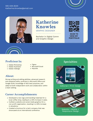 Free  Template: Blue Green Ticket Graphic Design Resume Template