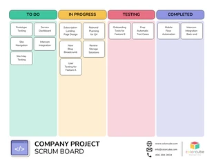 Free  Template: Light Pastel Company Project Scrum Board Template