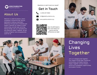 business interactive Template: Purple and Yellow Charity Fundraising Tri-fold Brochure