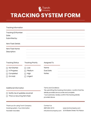 business  Template: Tracking System Form Template