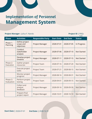 Free  Template: Cream Blue Implementation Plan Template