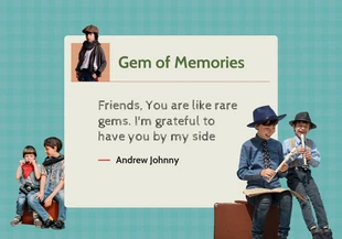 Free  Template: Vintage Cyan Friendship Card