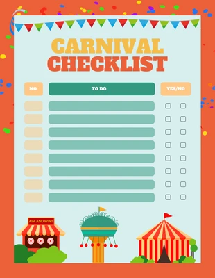 Free interactive Template: Orange Carnival Checklist Template