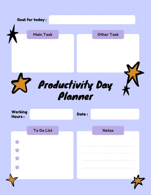 Free  Template: Productive Day Planner Template