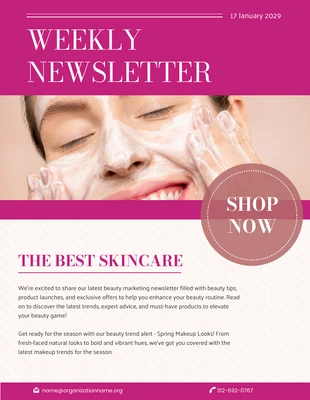 Free  Template: Pink Skincare Newsletter Template