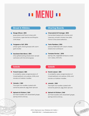 Free  Template: White And Light Grey Minimalist French Menu