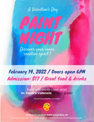 Free  Template: Paint Night Valentine's Day Event Flyer Template