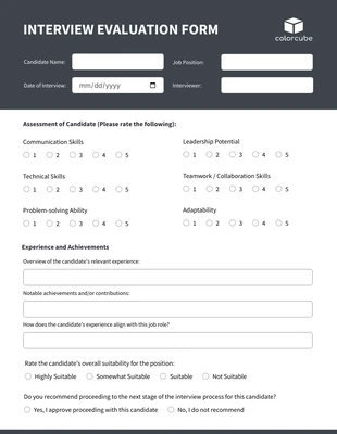 Free interactive Template: Mako Interview Evaluation Form Template