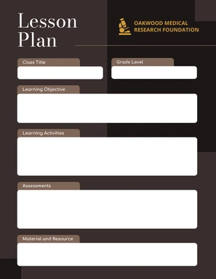 Free  Template: Brown Lesson Plan Template