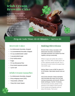 Free  Template: Irish Cream Brownie Cake Recipe Infographic Template