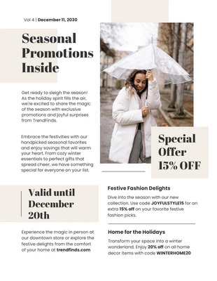 Free  Template: Seasonal Promotion Newsletter Template